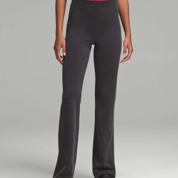 NWT Lululemon Ribbed Softstreme Flared Pant *Regular, Sz 8, BLACK - Picture 8 of 12